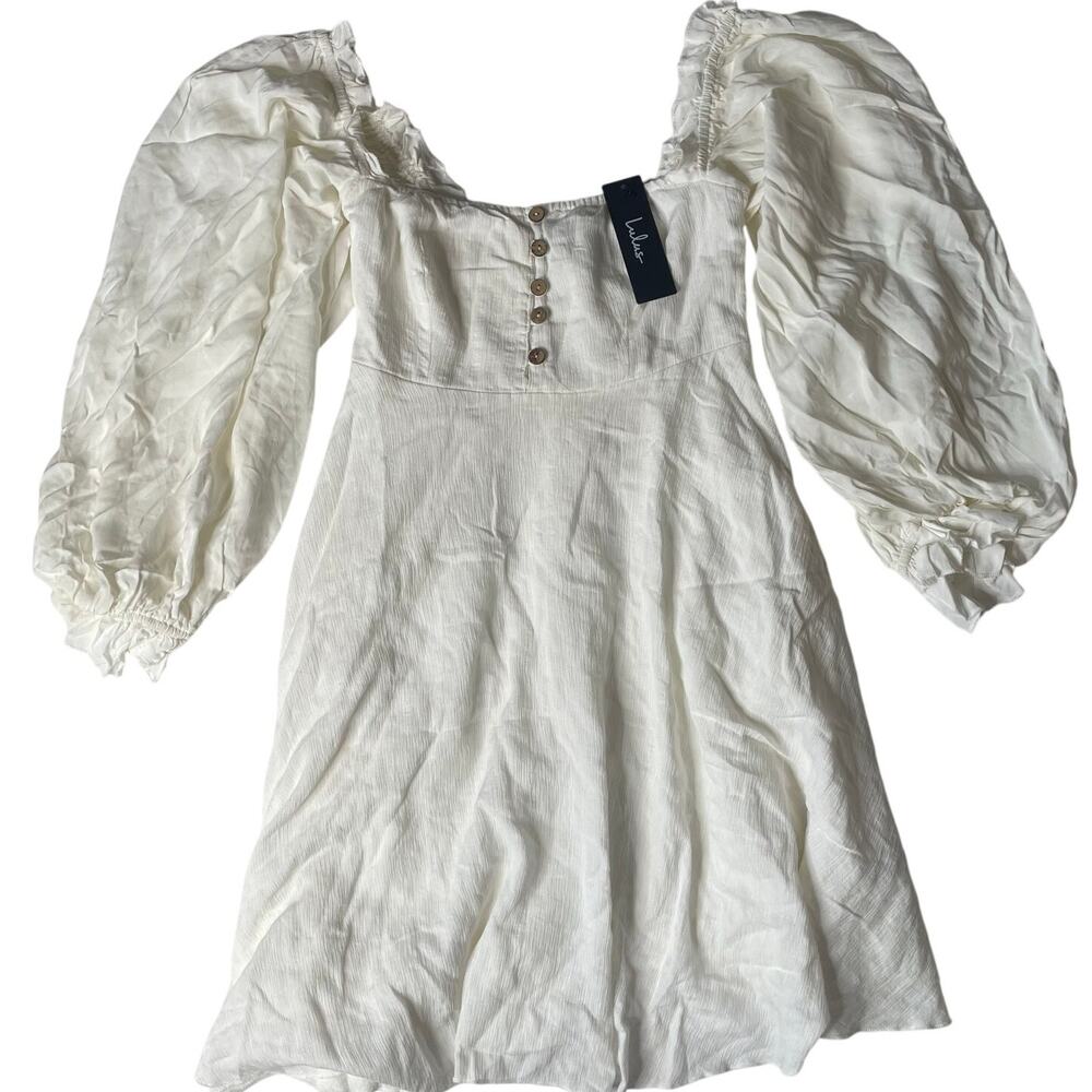 NWT Lulus Mini Babydoll White Dress Size XS Women's Puff Sleeves
